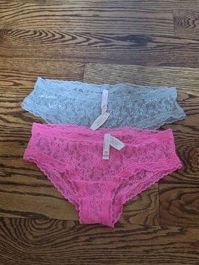 Victoria's Secret Lace Hiphugger/Culotte Classique Panties - Pink and Silver